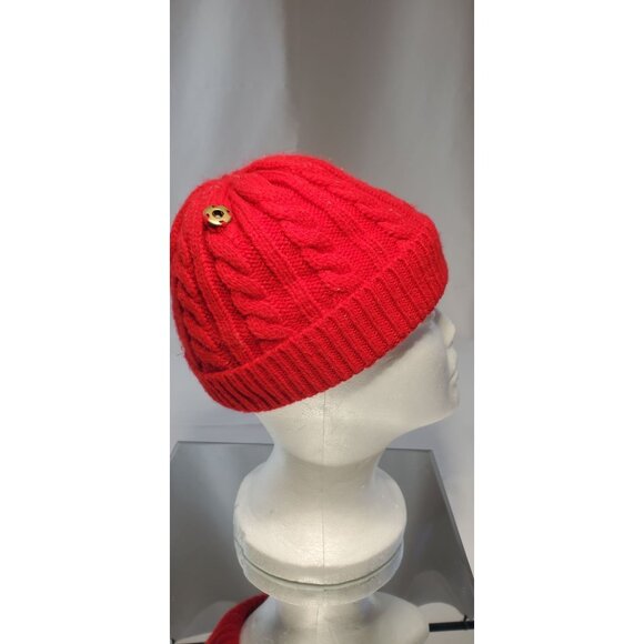 Fas Jeans Winter Beanie Hat Cap Cable Knit Red - Picture 4 of 6
